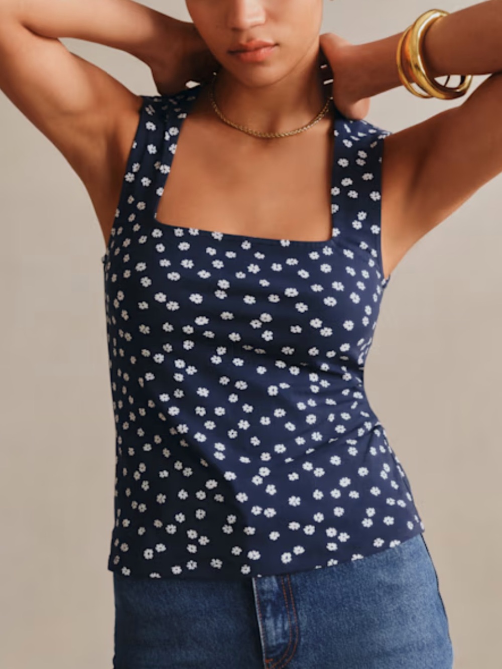 Sezane Thalia Tank Top Vicarious Florals Print Blue